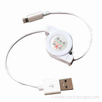 USB Stretchable Cable for iPhone 5, with Transmission Data and Charging Function